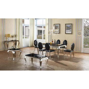 Arriana Marble Effect Coffee Table with Stainless Steel Base | Black Coffee Table Furniture World