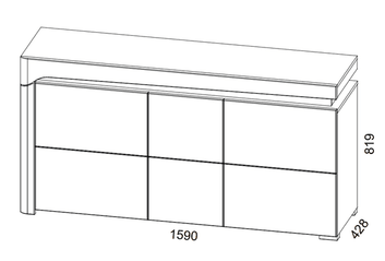 Athens Grey and White Gloss 3 Door Sideboard With Lights - 3168 Furniture World