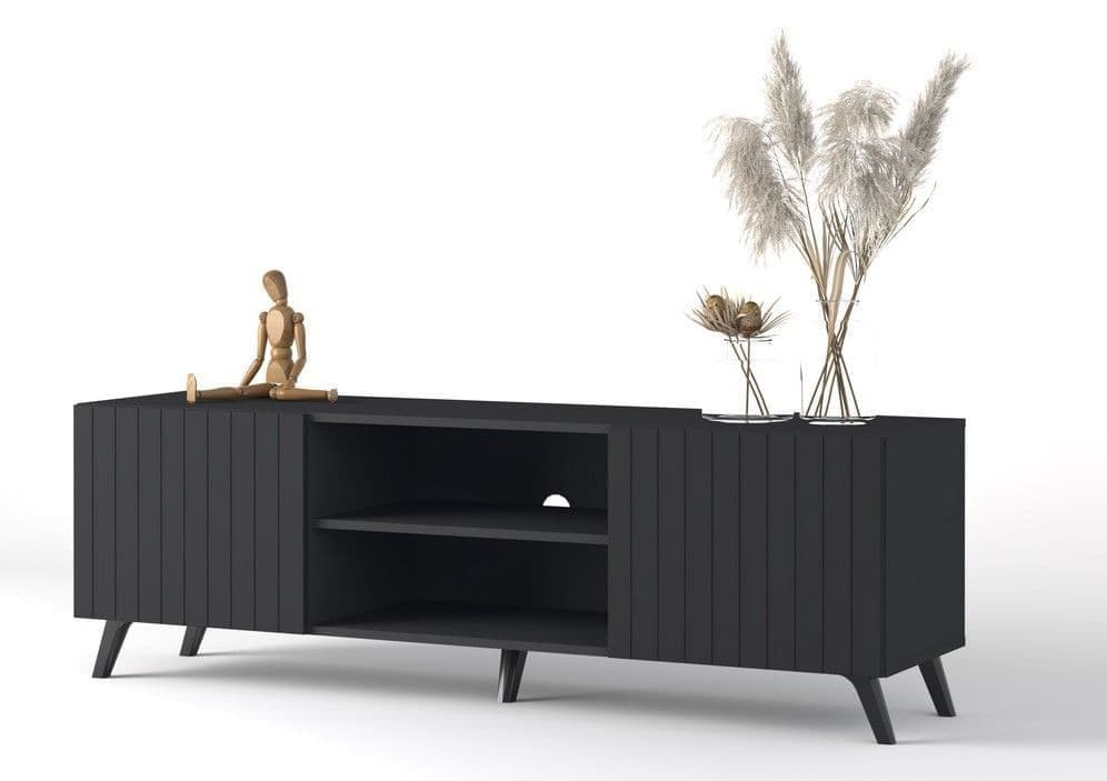 Atlantis Matte Black Large TV Cabinet - 3182 Furniture World