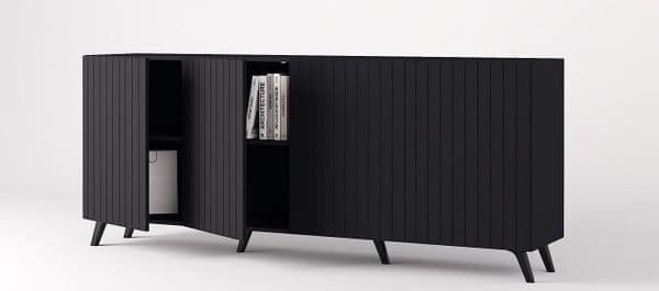 Atlantis Matte Black Wide 4 Door Sideboard - 3181 Furniture World
