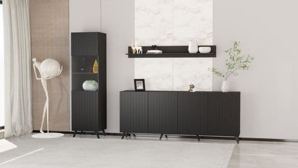 Atlantis Matte Black Wide 4 Door Sideboard - 3181 Furniture World