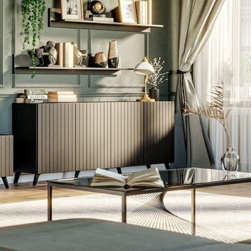 Atlantis Matte Black Wide 4 Door Sideboard - 3181 Furniture World