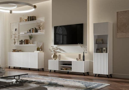 Atlantis Matte White Large TV Cabinet - 3198 Furniture World
