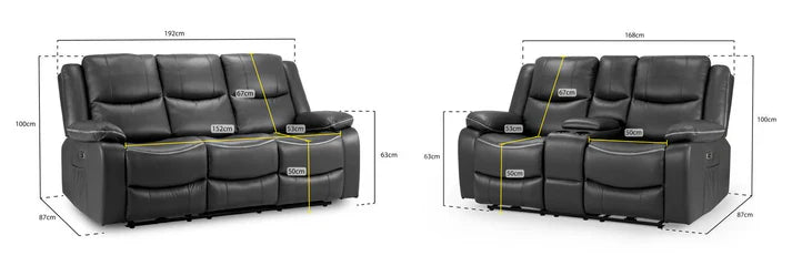 Harald Electric Recliner Sofa Black 3+2 Seater | High-Back Comfort Furniture World