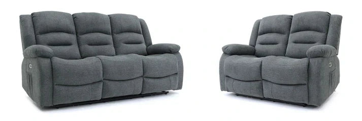 Alva Electric Recliner Sofa Graphite 3+2 Set with USB-C, Cup Holders & Storage Furniture World
