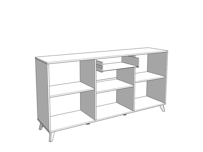 Bretanova Slatted Artisan Oak Effect And White Gloss Sideboard - 11012052 Furniture World