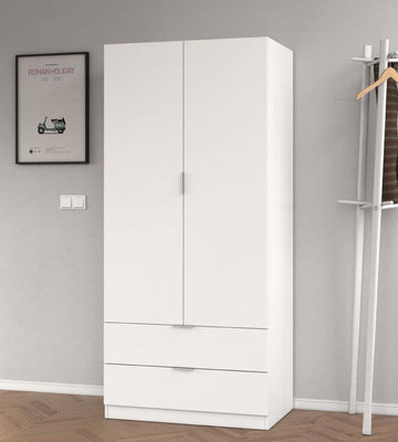 Cairo Artic White Compact 2 Door 2 Drawer Space-Saving Wardrobe LCX222O - 3201 Furniture World