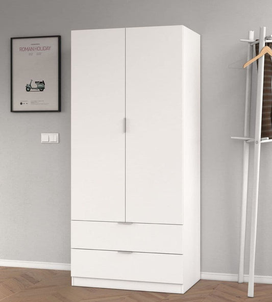 Cairo Artic White Compact 2 Door 2 Drawer Space-Saving Wardrobe LCX222O - 3201 Furniture World