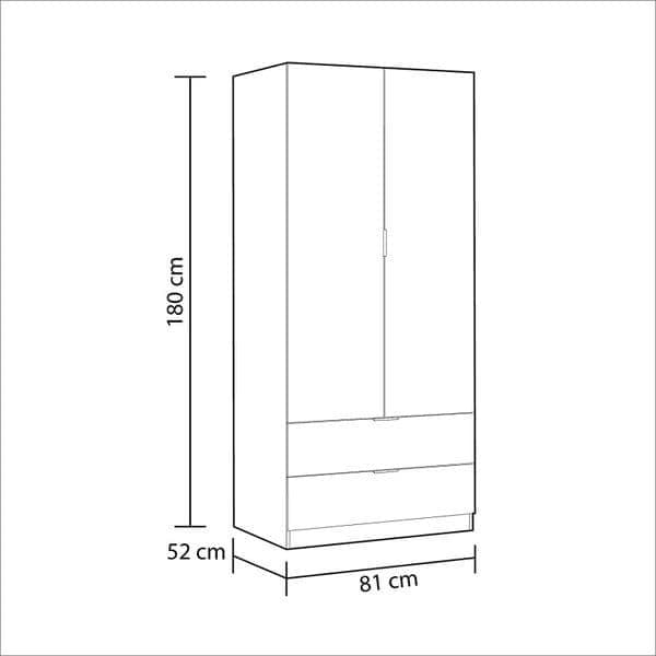 Cairo Artic White Compact 2 Door 2 Drawer Space-Saving Wardrobe LCX222O - 3201 Furniture World
