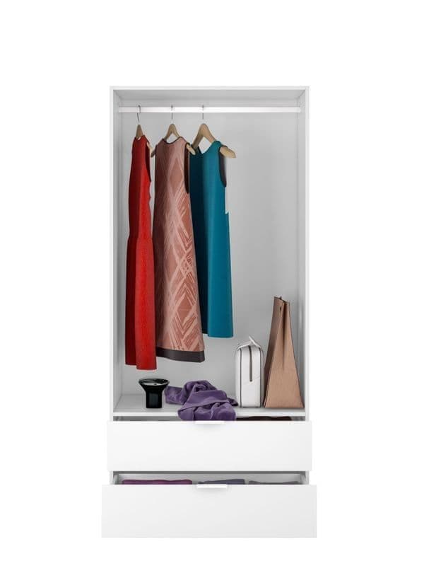 Cairo Artic White Compact 2 Door 2 Drawer Space-Saving Wardrobe LCX222O - 3201 Furniture World