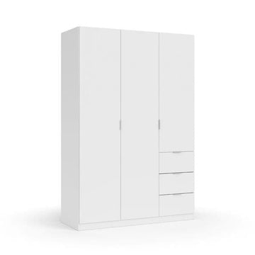Cairo Artic White Compact 3 Door 3 Drawer Space-Saving 135cm Wardrobe LCX353O - 3204 Furniture World