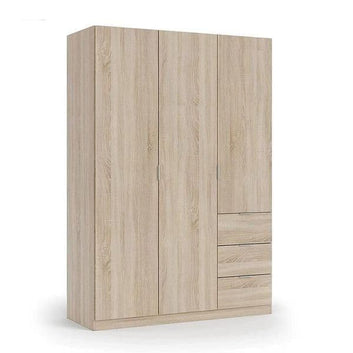 Cairo Oak Effect Compact 3 Door 3 Drawer Space-Saving 135cm Wardrobe LCX353F - 3205 Furniture World