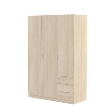 Cairo Oak Effect Compact 3 Door 3 Drawer Space-Saving Wardrobe LCX323R - 3203 Furniture World