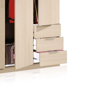 Cairo Oak Effect Compact 3 Door 3 Drawer Space-Saving Wardrobe LCX323R - 3203 Furniture World