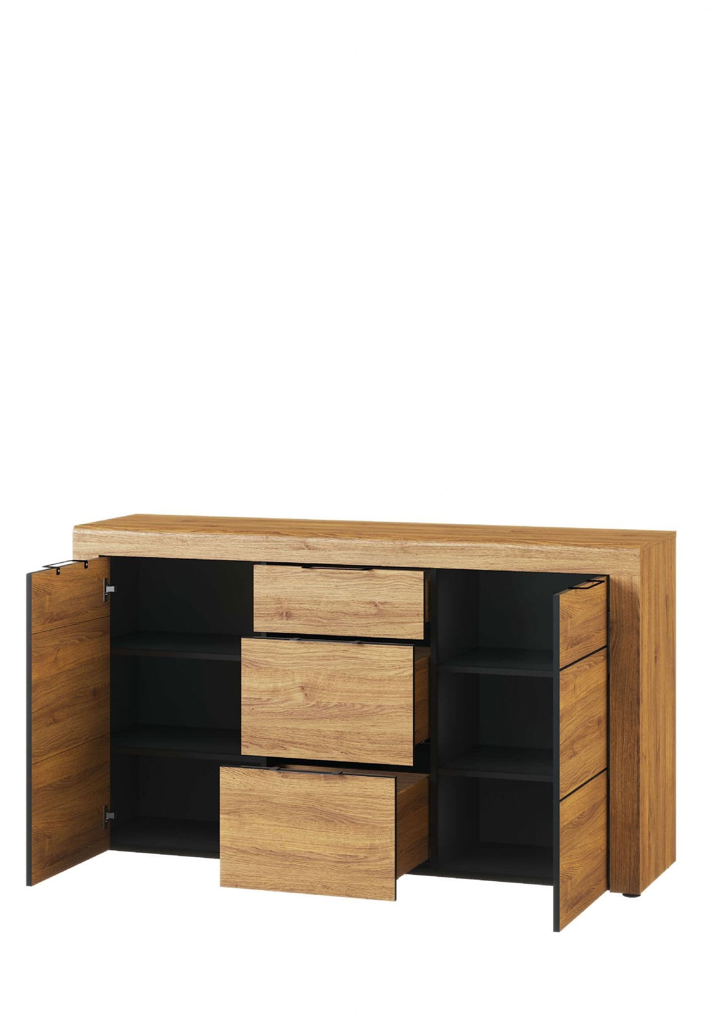 Camar Large Oak Effect 3 Drawer Sideboard K45 - 2706 Furniture World