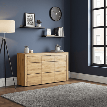 Camar Large Oak Effect 3 Drawer Sideboard K45 - 2706 Furniture World
