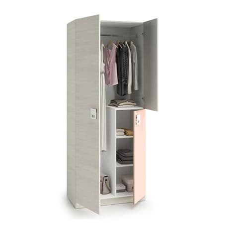 Carlos Grey And Pink 3 Door Slim Narrow Wardrobe - 3262 Furniture World