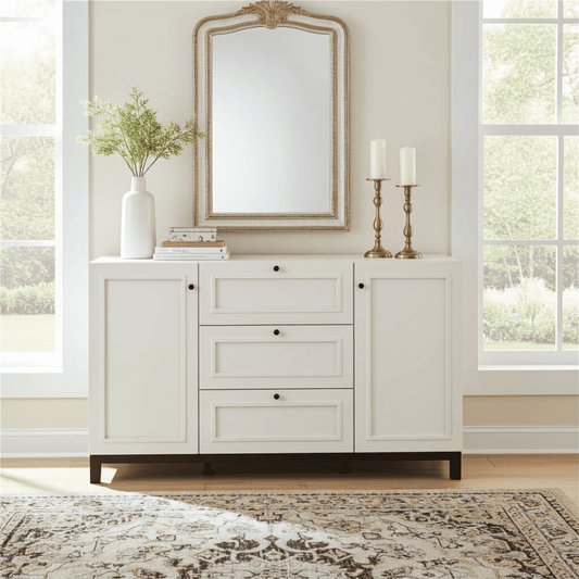 Cassio Cashmere Taupe Panelled Sideboard - 11013523 Furniture World