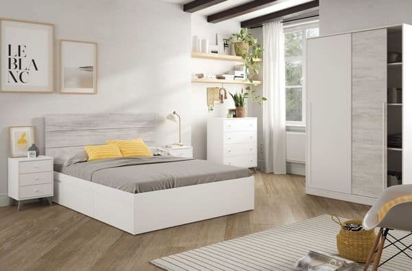 Columbus Artic White and White Oak Effect Small Narrow Sliding 2 Door Wardrobe 120cm Wide - 3209 Furniture World