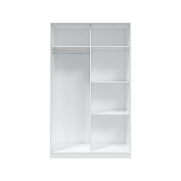 Columbus Artic White and White Oak Effect Small Narrow Sliding 2 Door Wardrobe 120cm Wide - 3209 Furniture World