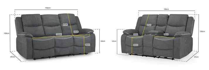 Harald Electric Recliner Sofa Graphite 3+2 Seater | High-Back Comfort Furniture World