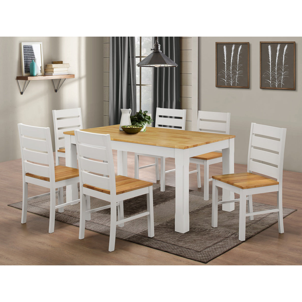 Fairmont White Dining Table Set with 6 Chairs | Solid Rubberwood Furniture Furniture World