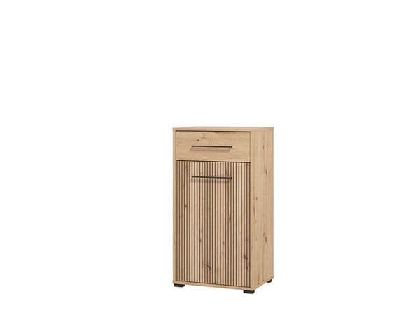 Lazlo Slatted Artisan Oak Effect Low Narrow Hallway Sideboard - 11013433 Furniture World