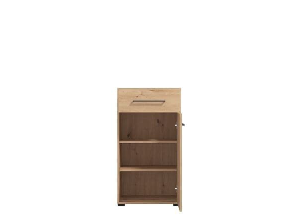 Lazlo Slatted Artisan Oak Effect Low Narrow Hallway Sideboard - 11013433 Furniture World
