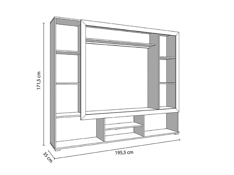 Lucerne Grey Oak Effect And Black Entertaiment Unit Wall TV Cabinet - 11014757 Furniture World