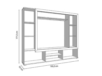 Lucerne Grey Oak Effect And Black Entertaiment Unit Wall TV Cabinet - 11014757 Furniture World