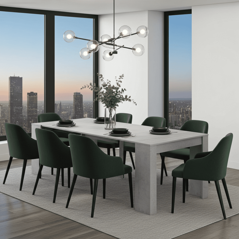 Luiz Concrete Grey Effect Large Extending Dining Table - 2603 Furniture World