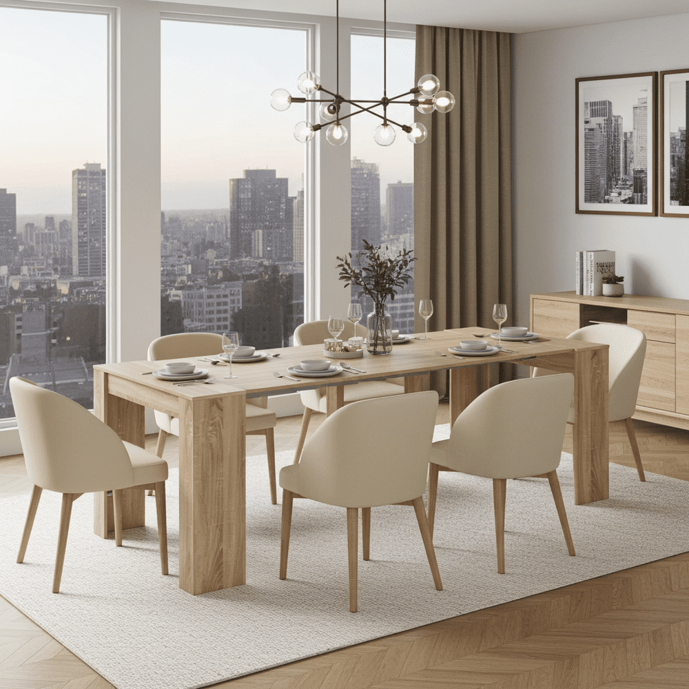 Luiz Extending Dining Table Oak Effect - 2604 Furniture World