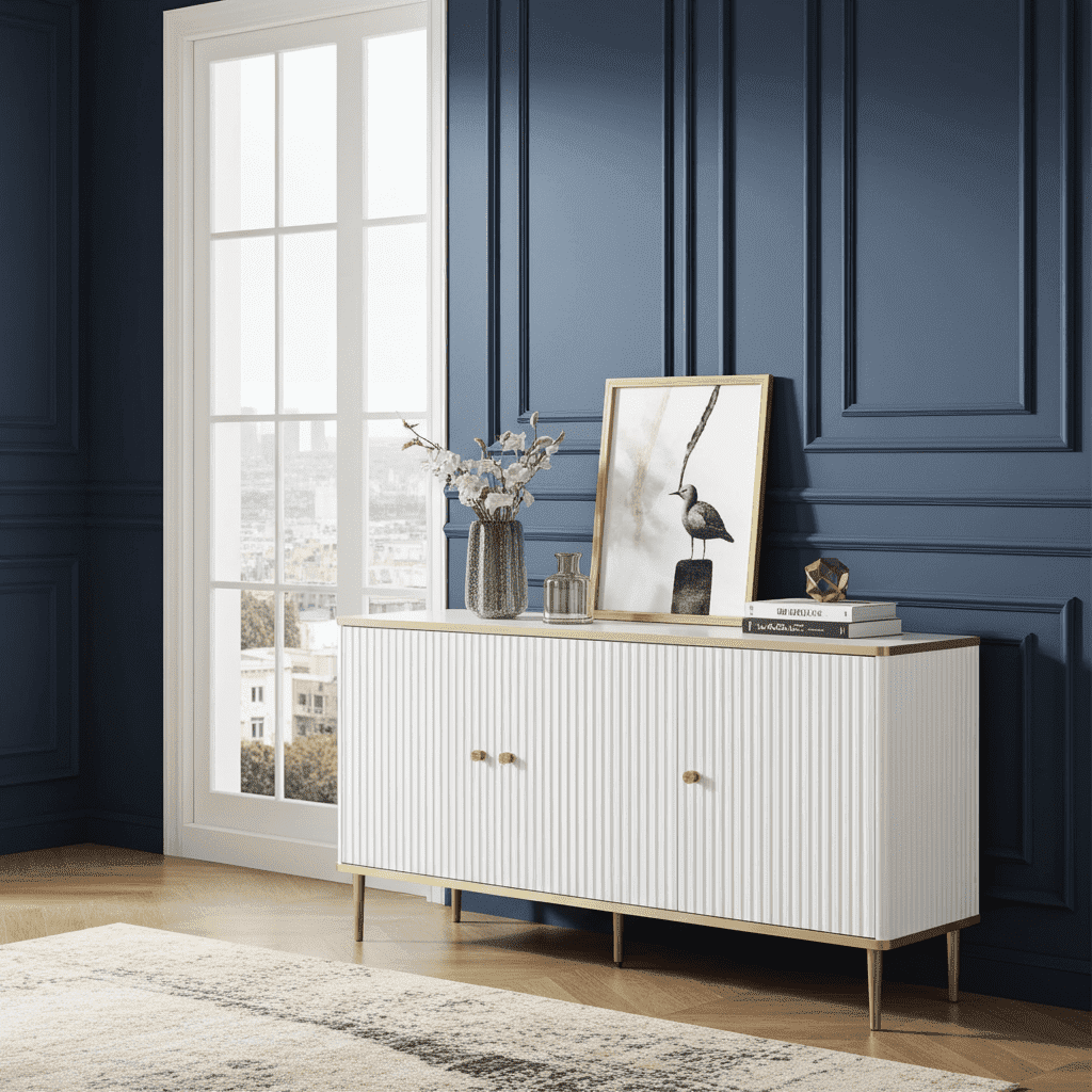 Maison White And Gold 3 Door Sideboard - 3145 Furniture World