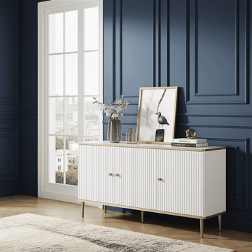 Maison White And Gold 3 Door Sideboard - 3145 Furniture World