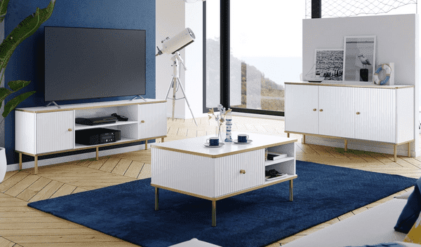 Maison White And Gold 3 Door Sideboard - 3145 Furniture World
