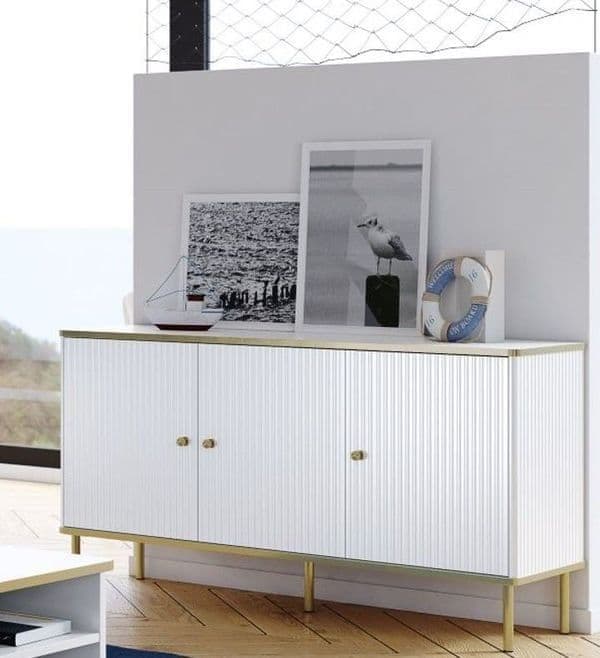 Maison White And Gold 3 Door Sideboard - 3145 Furniture World