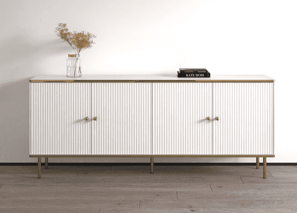 Maison White And Gold 4 Door Wide Sideboard - 3143 Furniture World