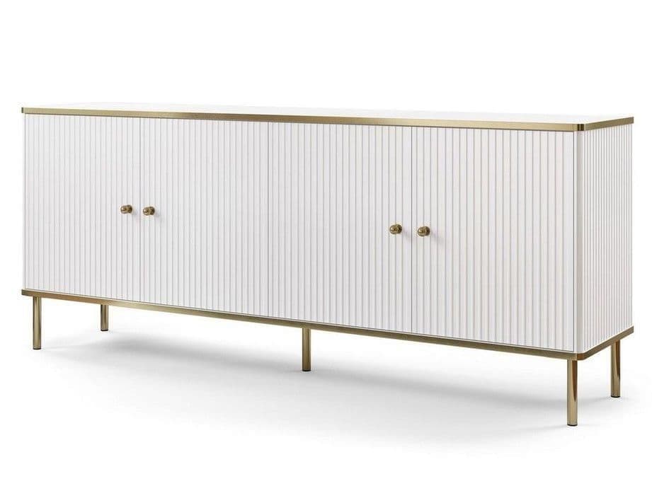 Maison White And Gold 4 Door Wide Sideboard - 3143 Furniture World