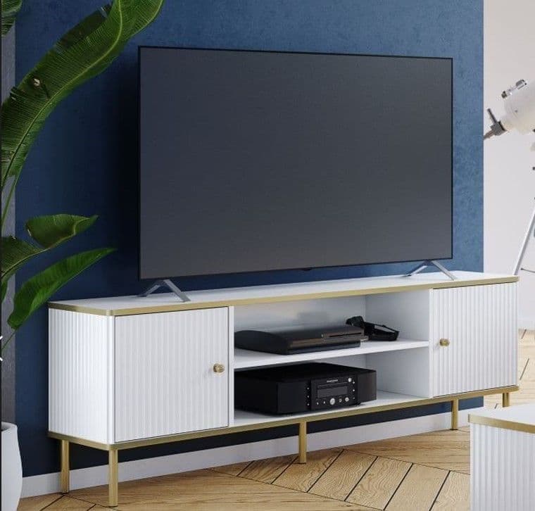 Maison White And Gold TV Unit - 3147 Furniture World
