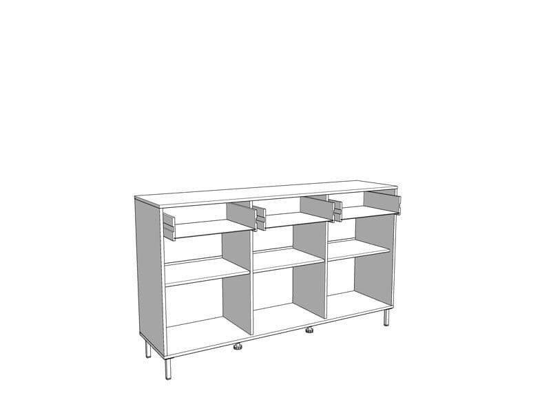 Martinique Artisan Oak Effect Slatted And Black 3 Door Sideboard - 11013359 Furniture World