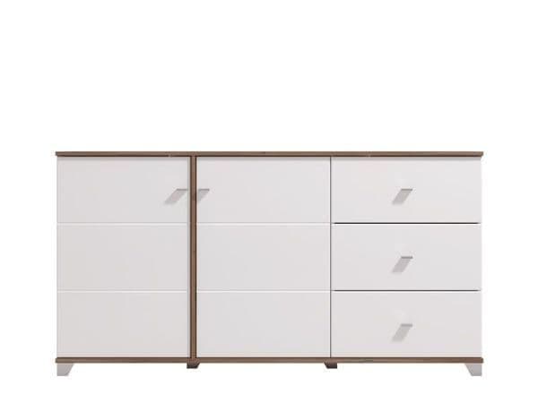 Merlot White Gloss And Warm Oak Effect Sideboard - 11012059 Furniture World