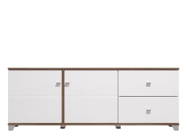 Merlot White Gloss And Warm Oak TV Unit Cabinet - 11012060 Furniture World
