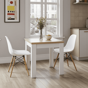 Riccardo White And Light Oak Effect Small Extending Dining Table - 3242 Furniture World