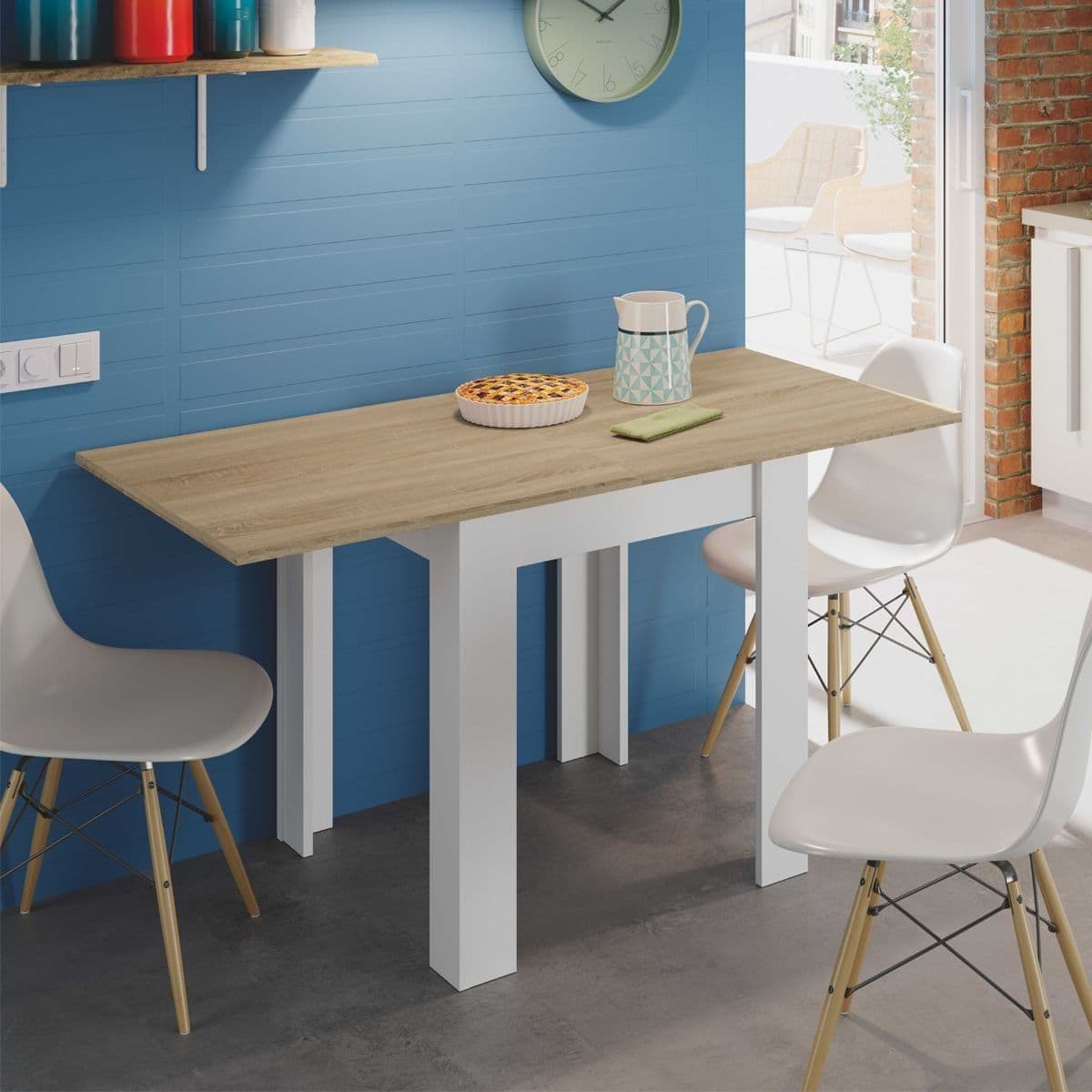 Riccardo White And Light Oak Effect Small Extending Dining Table - 3242 Furniture World