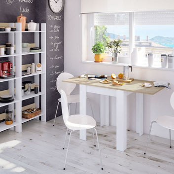 Riccardo White And Light Oak Effect Small Extending Dining Table - 3242 Furniture World