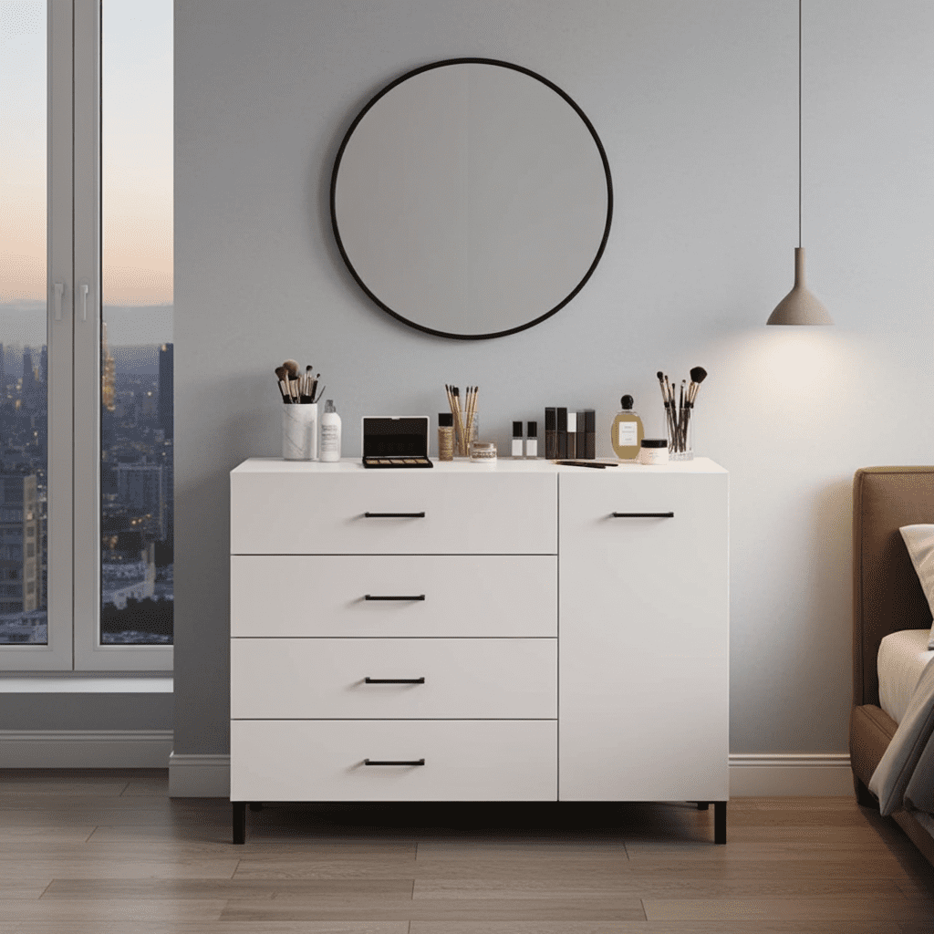 Romero White 1 Door 4 Drawer Sideboard Storage Unit - 11012347 Furniture World