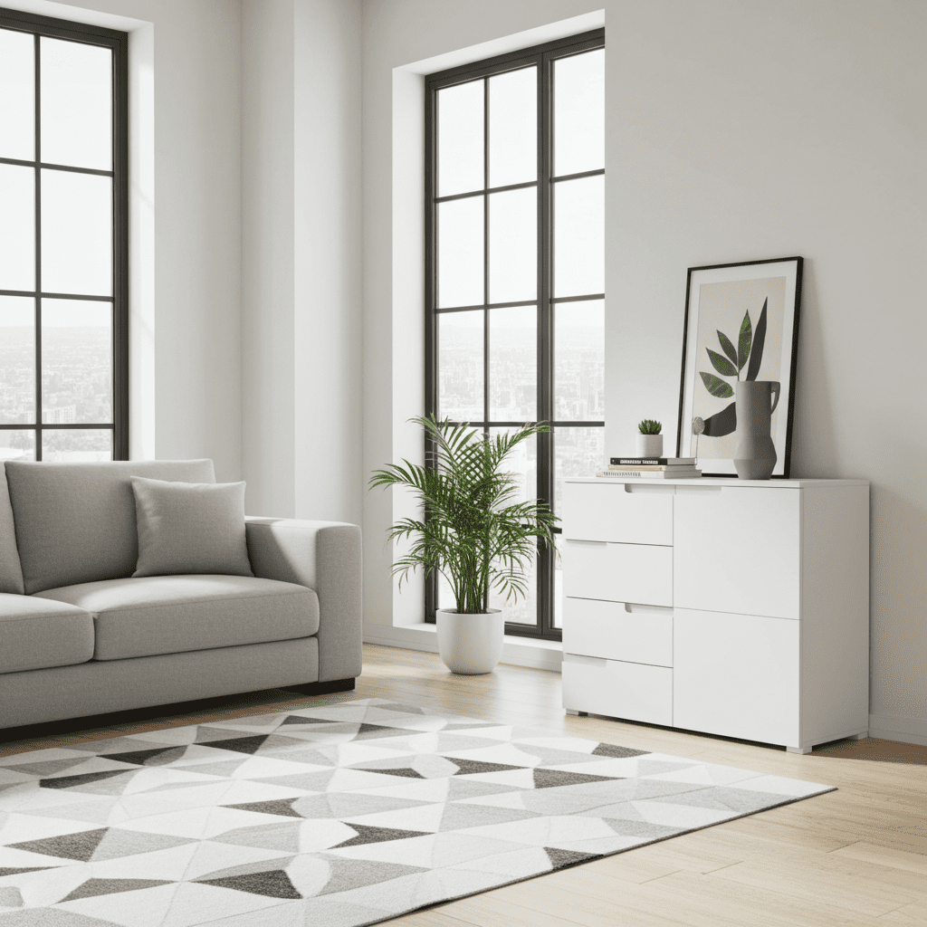 Santino White High Gloss Narrow Sideboard S5 - 2618 Furniture World