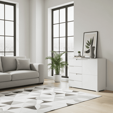 Santino White High Gloss Narrow Sideboard S5 - 2618 Furniture World