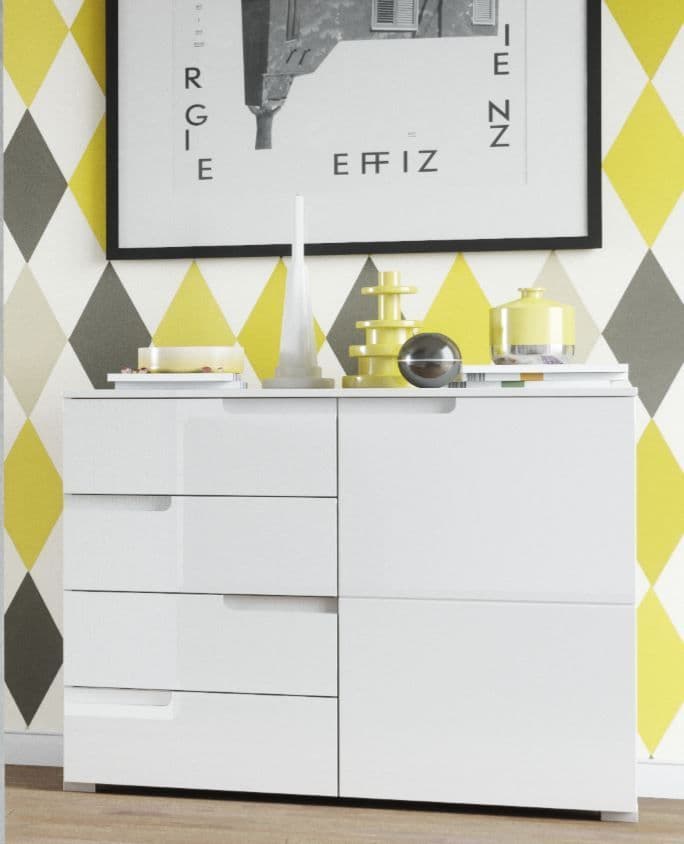 Santino White High Gloss Narrow Sideboard S5 - 2618 Furniture World