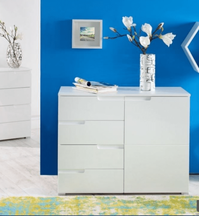 Santino White High Gloss Narrow Sideboard S5 - 2618 Furniture World
